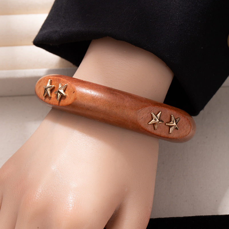 Wholesale Retro and cool wooden wide bracelet