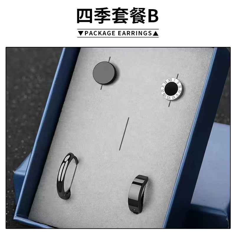 Wholesale Minimalist Titanium Steel Individual Personalized Set Trendy Earrings