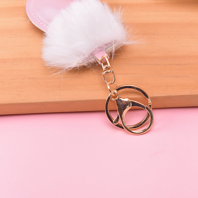 Wholesale Cute Small Handbags, Fur Ball Leather Keychain