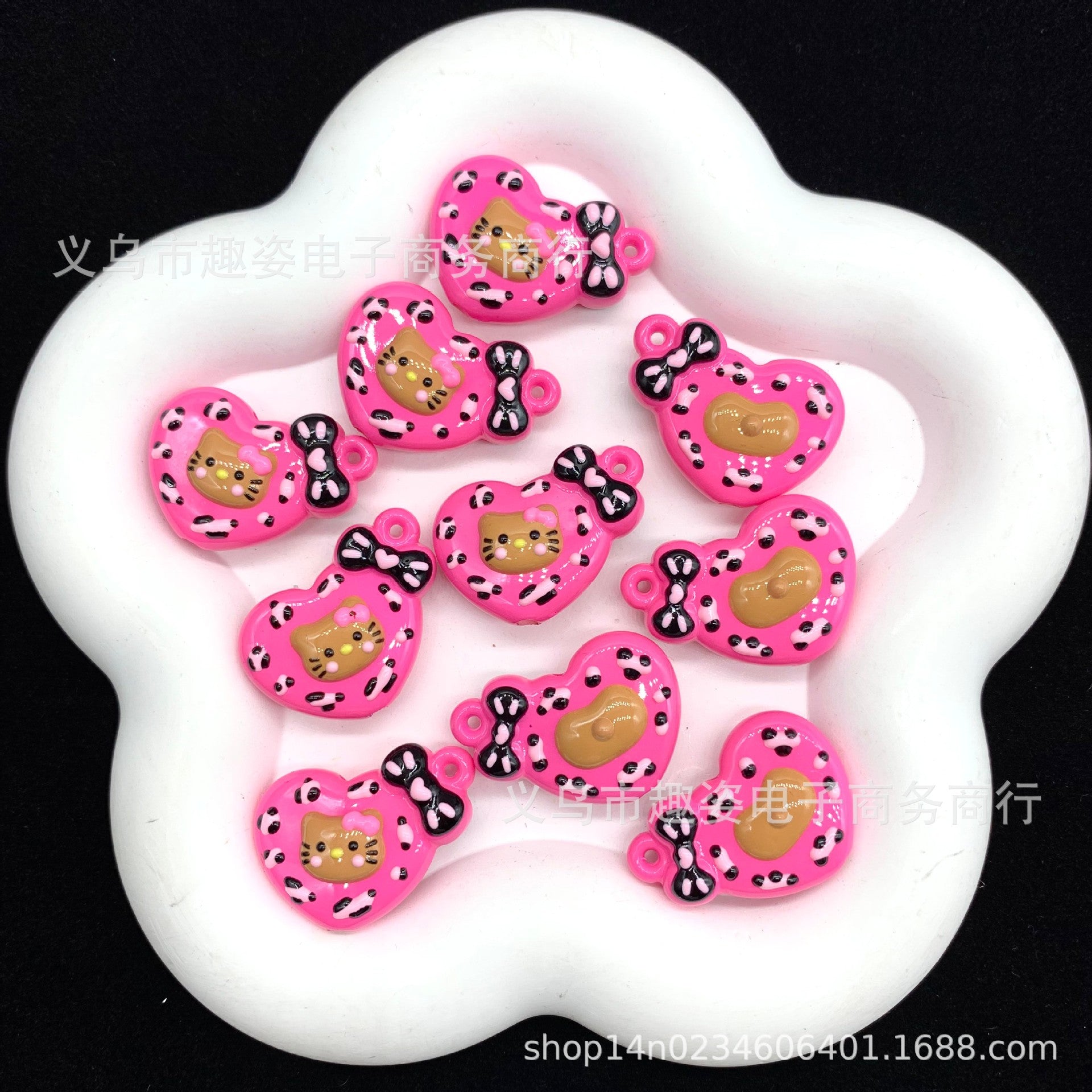 Wholesale 10pcs Colorful cartoon heart Acrylic Beads