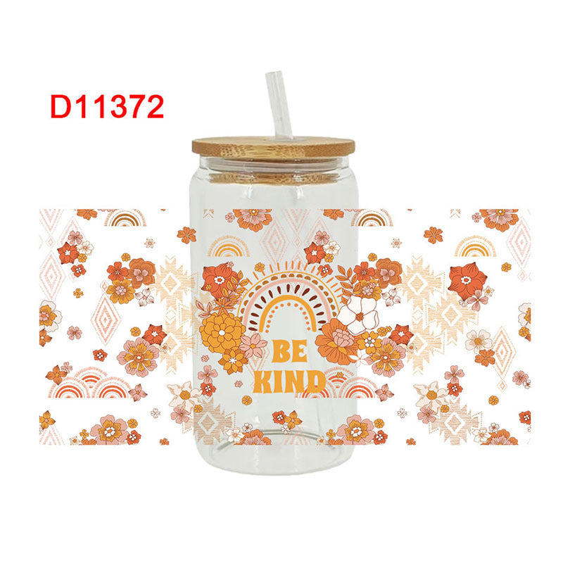 Wholesale Colorful Flower Butterfly 16oz Cup UV DTF Wraps