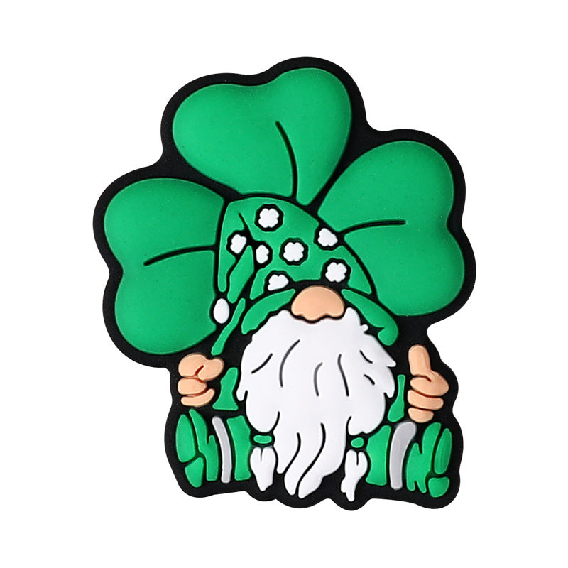 Wholesale 20pcs Cartoon Four Leaf Clover St. Patrick's Day Decoration Highland Cow Silicone Beads