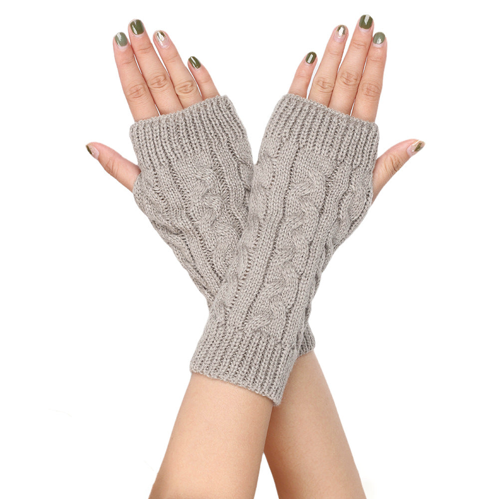 Wholesale Twisted 8-shaped Wool Half-finger Short Wrist Guard Fingerless Warm Acrylic Arm Gloves