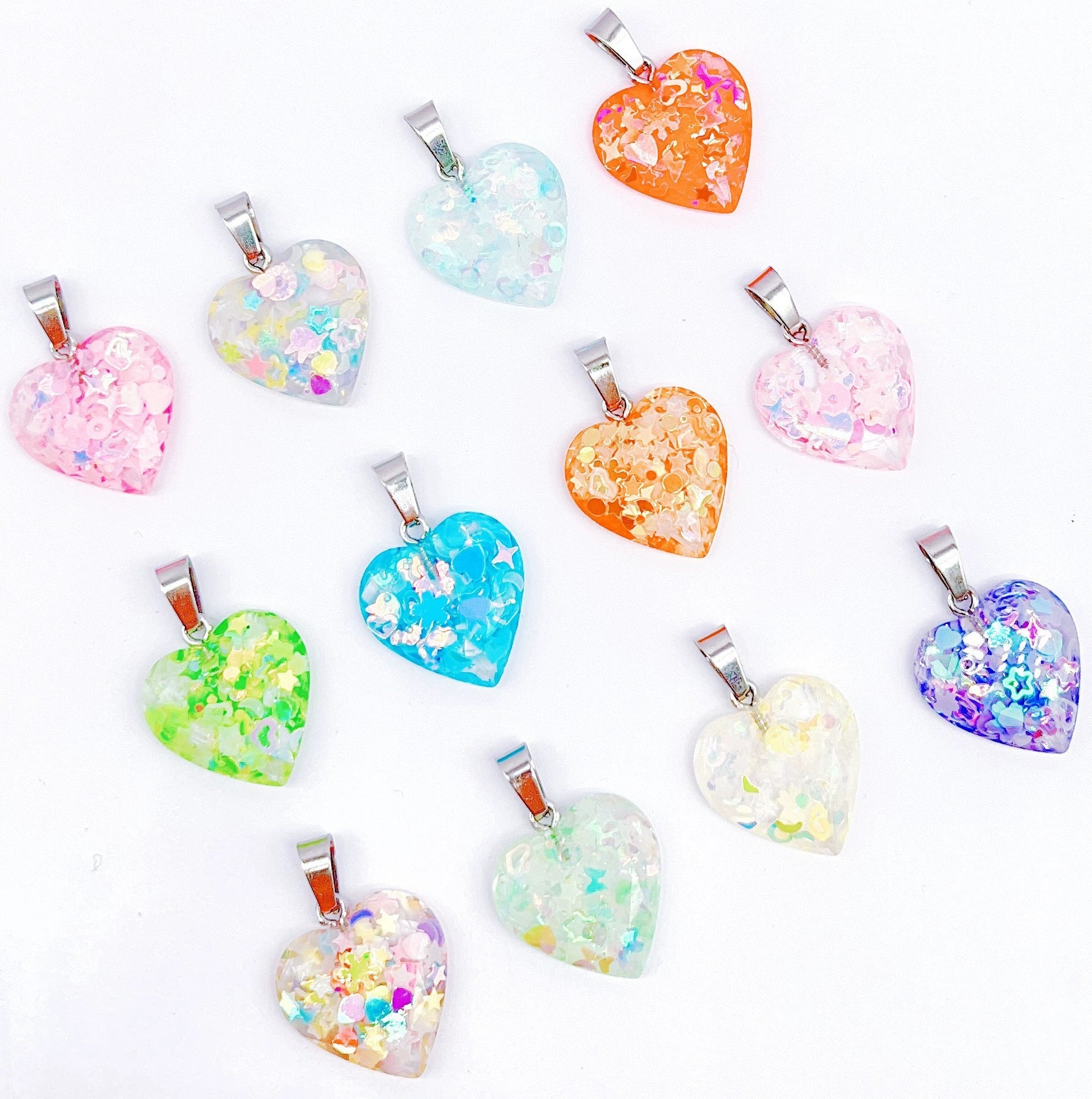 Wholesale 10pcs Luminous Fluorescent Cross Hexagonal Column Moon Heart Acrylic Beads