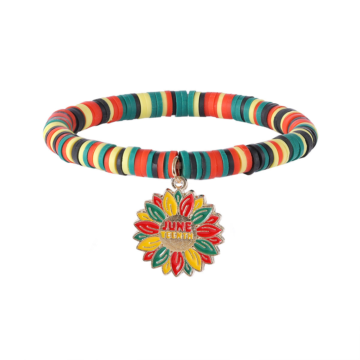 Wholesale Black History Month June Festival Red  Yellow  Green Adjustable Bracelet