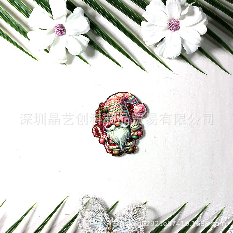 Wholesale 10pcs/pack sequined Christmas gnome acrylic DIY accessories