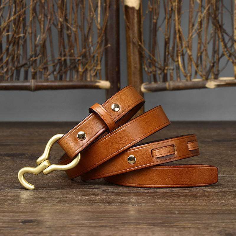 Wholesale Copper Hook Genuine Leather Thin Belt
