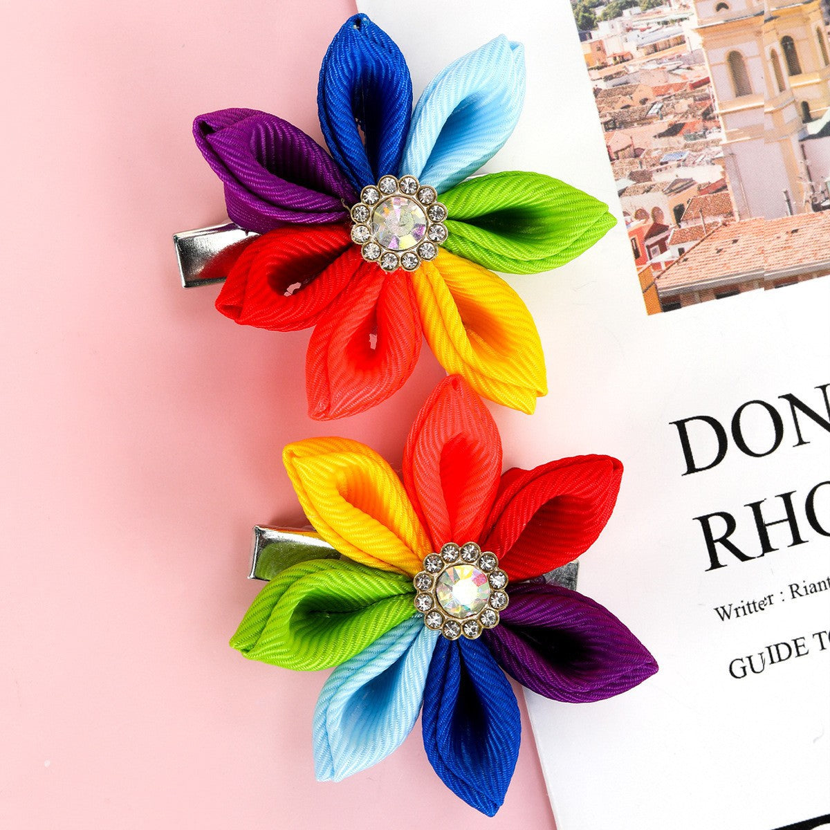 Wholesale  Children' s Bow Hairpin Rainbow Rib Bow Clip Cute Girl' s Hair