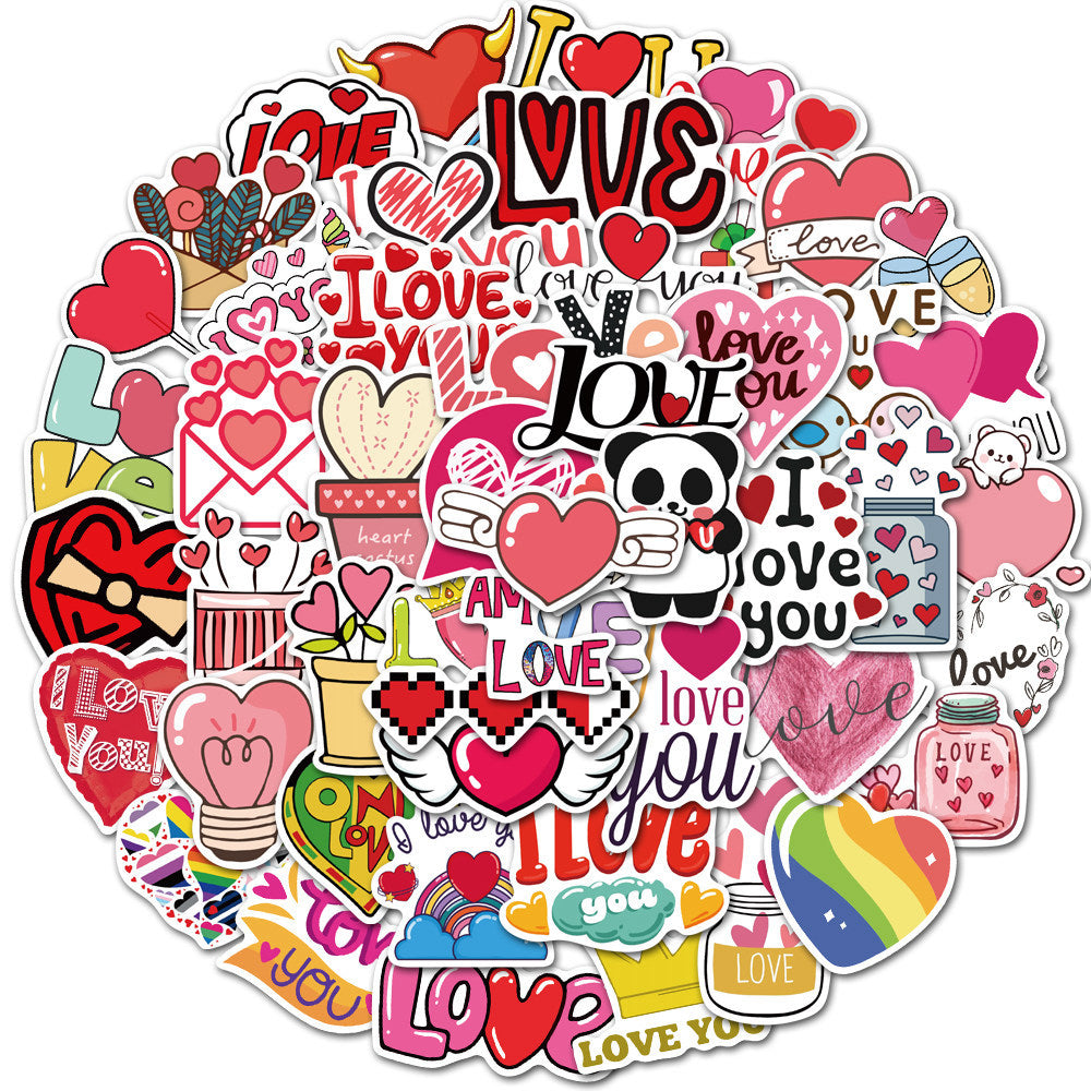 Wholesale  50pcs Valentine' s Day Love Cartoon  Stickers