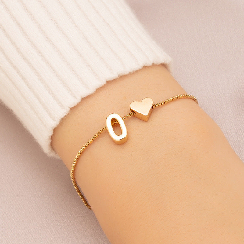 Wholesale Heart 26 Alphabet Alloy Bracelet
