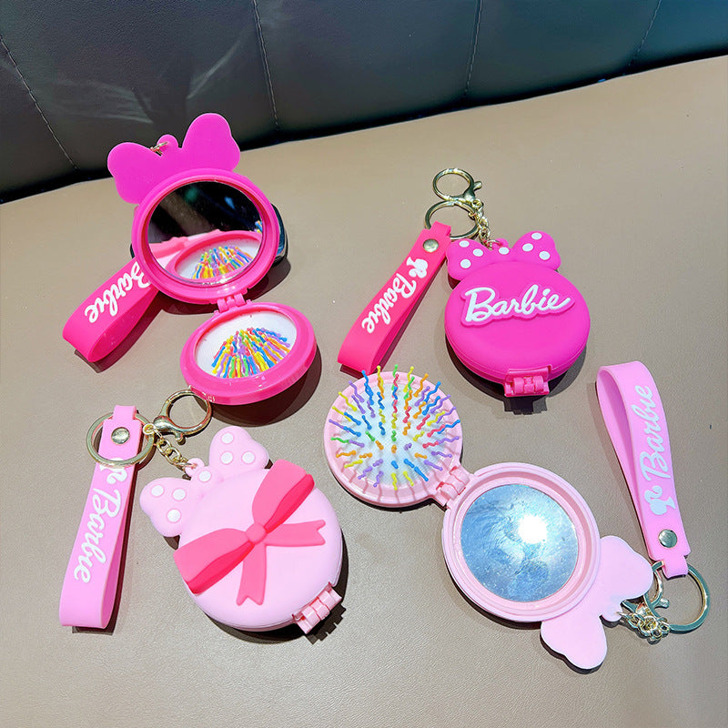 Wholesale Pink Vanity Mirror Girl Portable Keychain