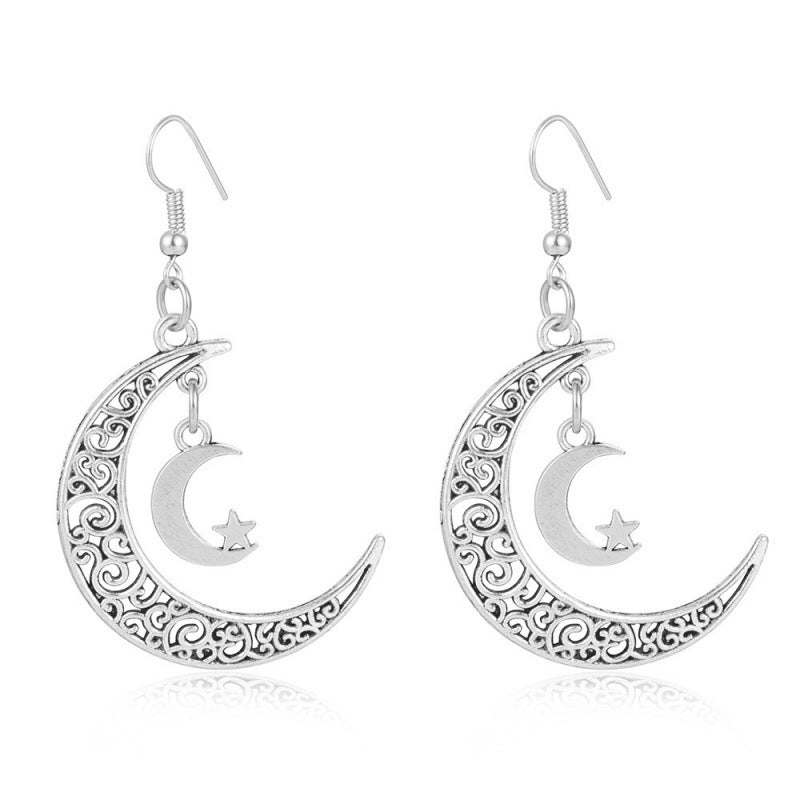 Wholesale Vintage Hollow Crescent Earrings