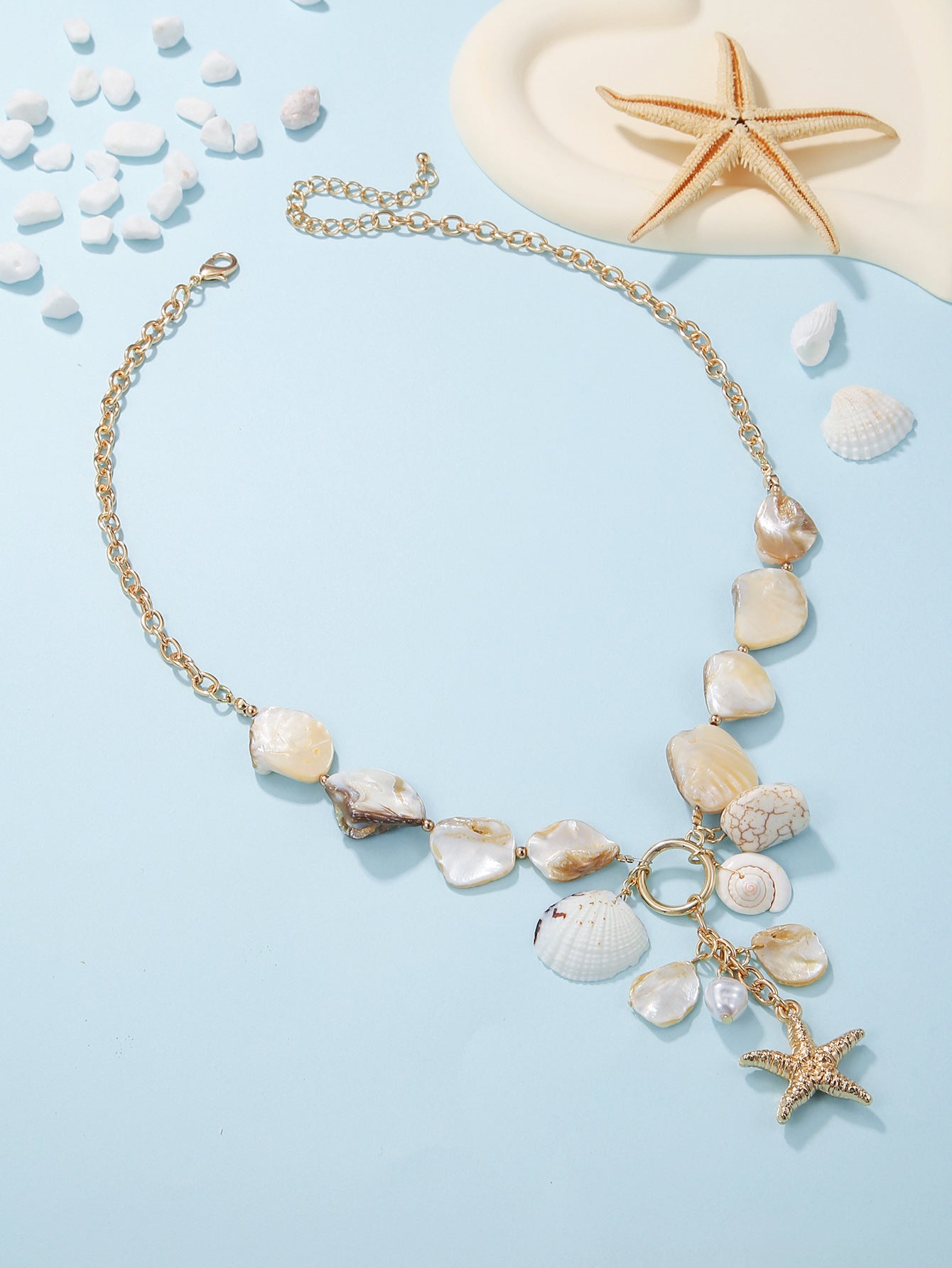 Wholesale Bohemian Seaside Holiday Style Beach Shell Pendant Beaded Necklace