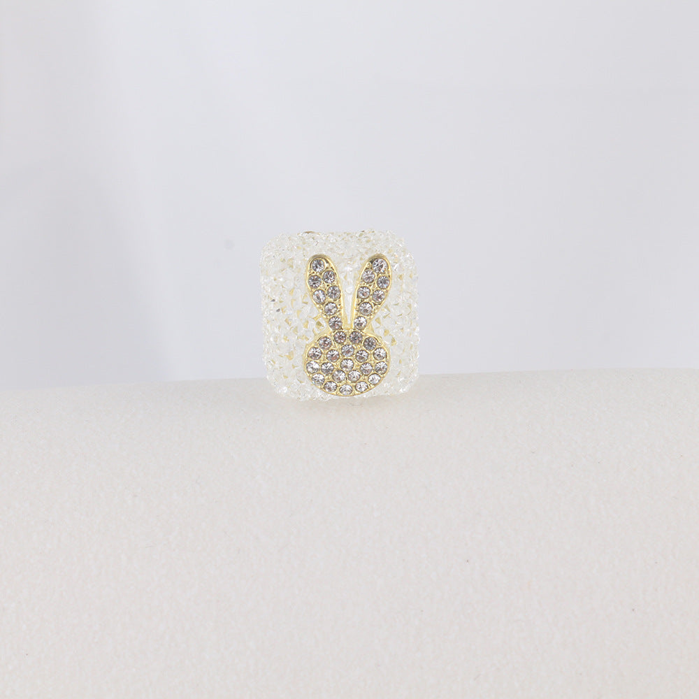 Wholesale 6pcs Candy colored Cute Rabbit Blocks Crystal Beads