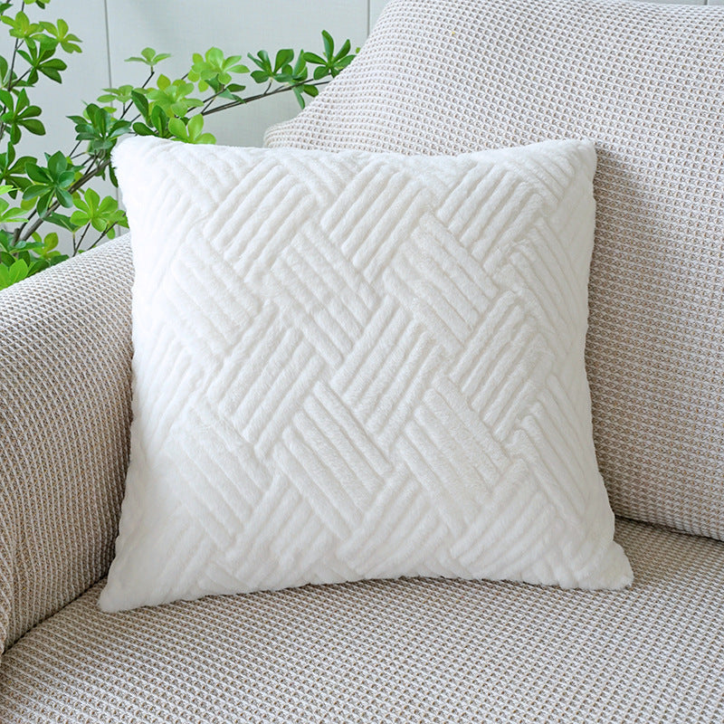 Wholesale Wool Jacquard Plaid Plush Pillowcase