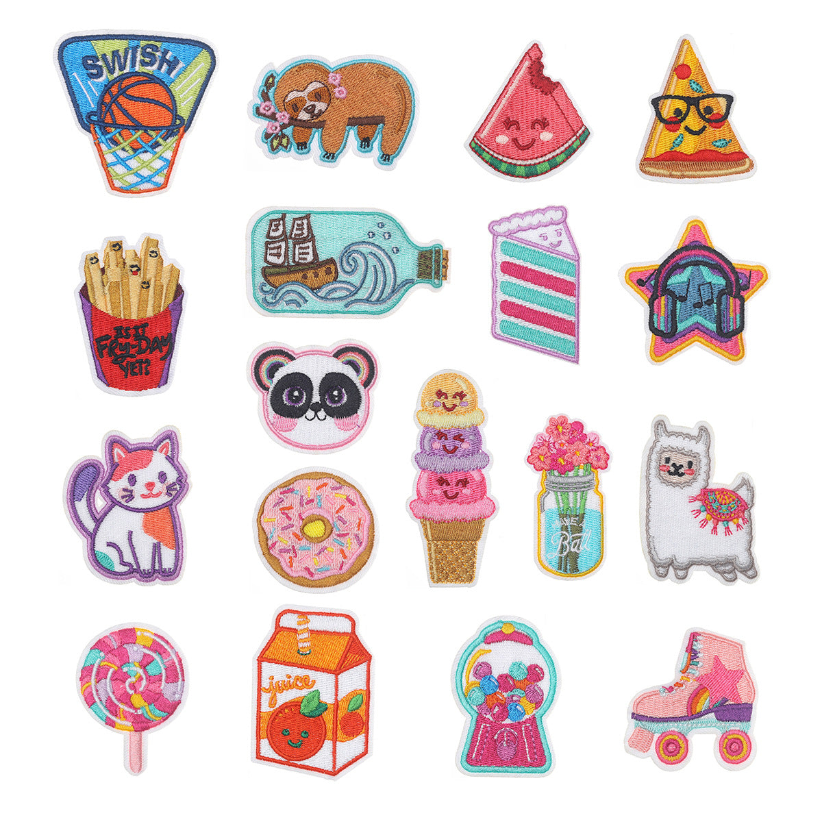 Wholesale Cloth Stickers French Fries Vase Computer Embroidery Stickers Skates Patch Stickers Garment Bag Decorative Appliques