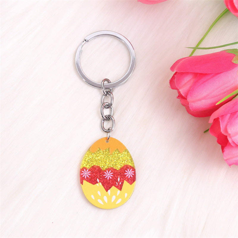 Wholesale Easter Eggs, Acrylic Colored Floral Rabbit Keychains