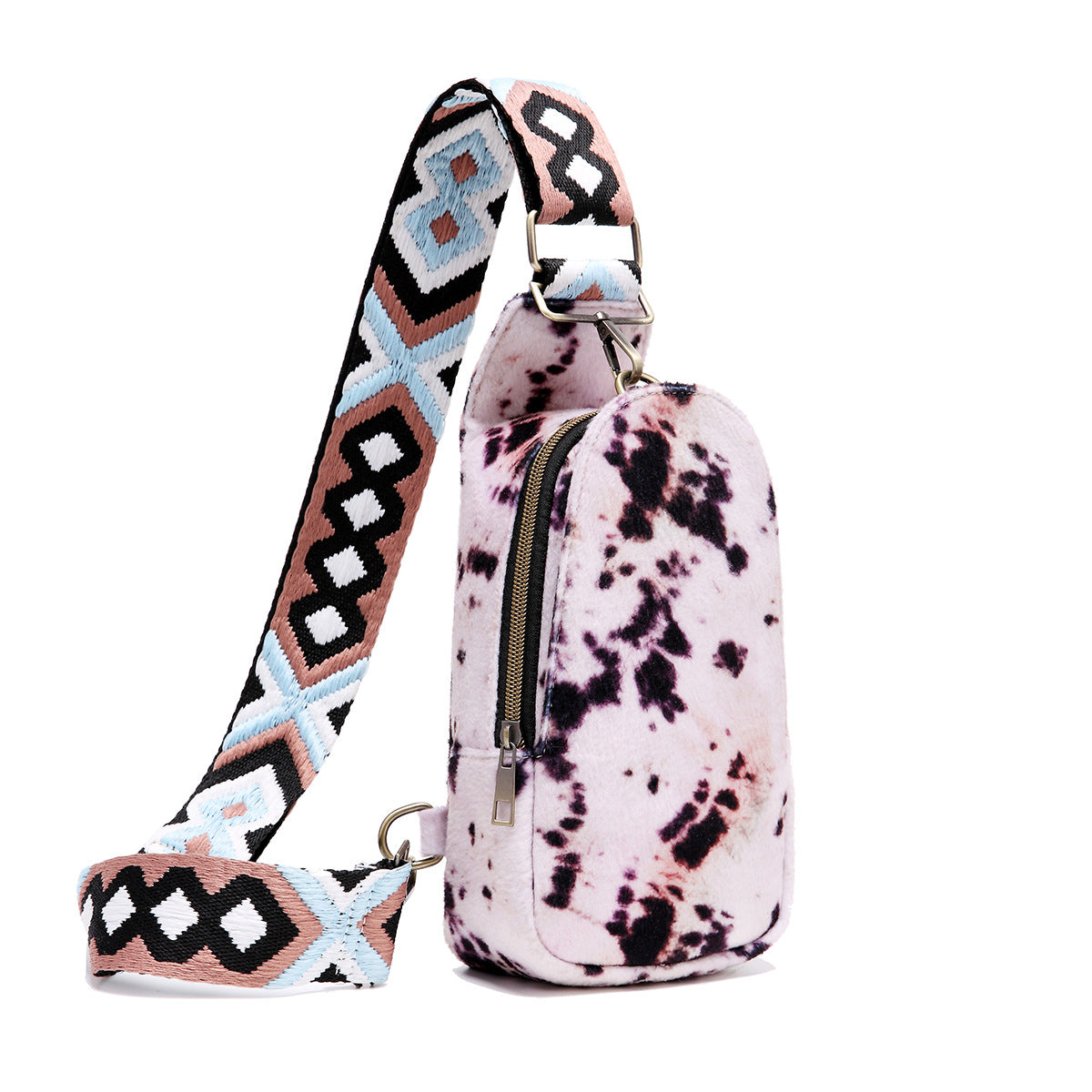 Wholesale PU Wide Shoulder Strap Women's Plush Velvet Chest Bag Waist Bag Crossbody Bag