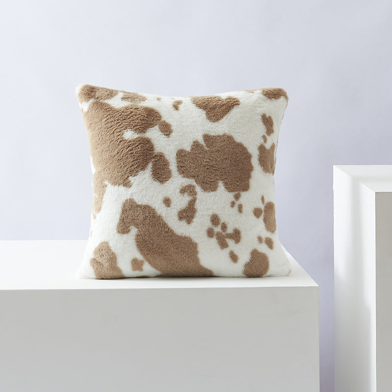 Wholesale cow flower plush double-sided pillow cover sofa cushion cover without core