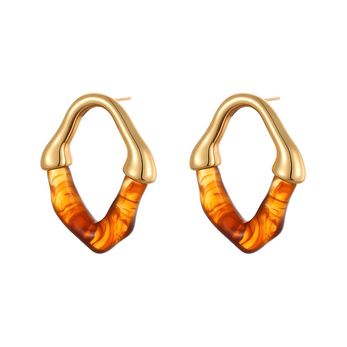 Wholesale Colored resin spliced stainless steel earrings