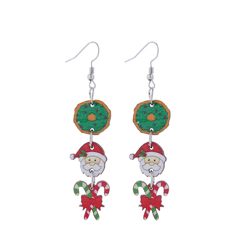 Wholesale Christmas Elk Snowflake Cute Long Drop Earrings