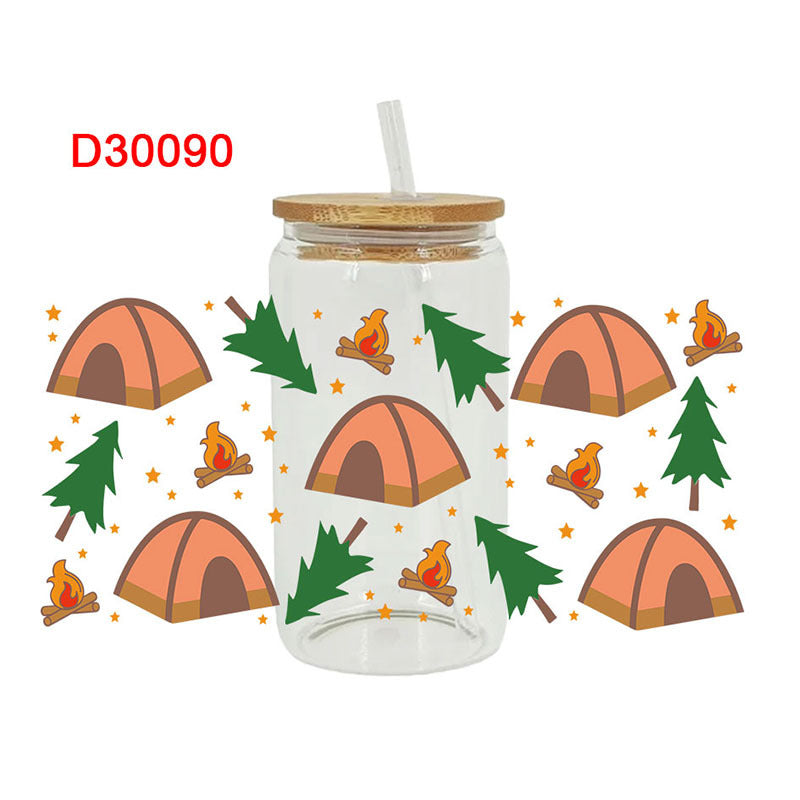 Wholesale Colorful outdoor camping series 16oz Cup UV DTF Wraps