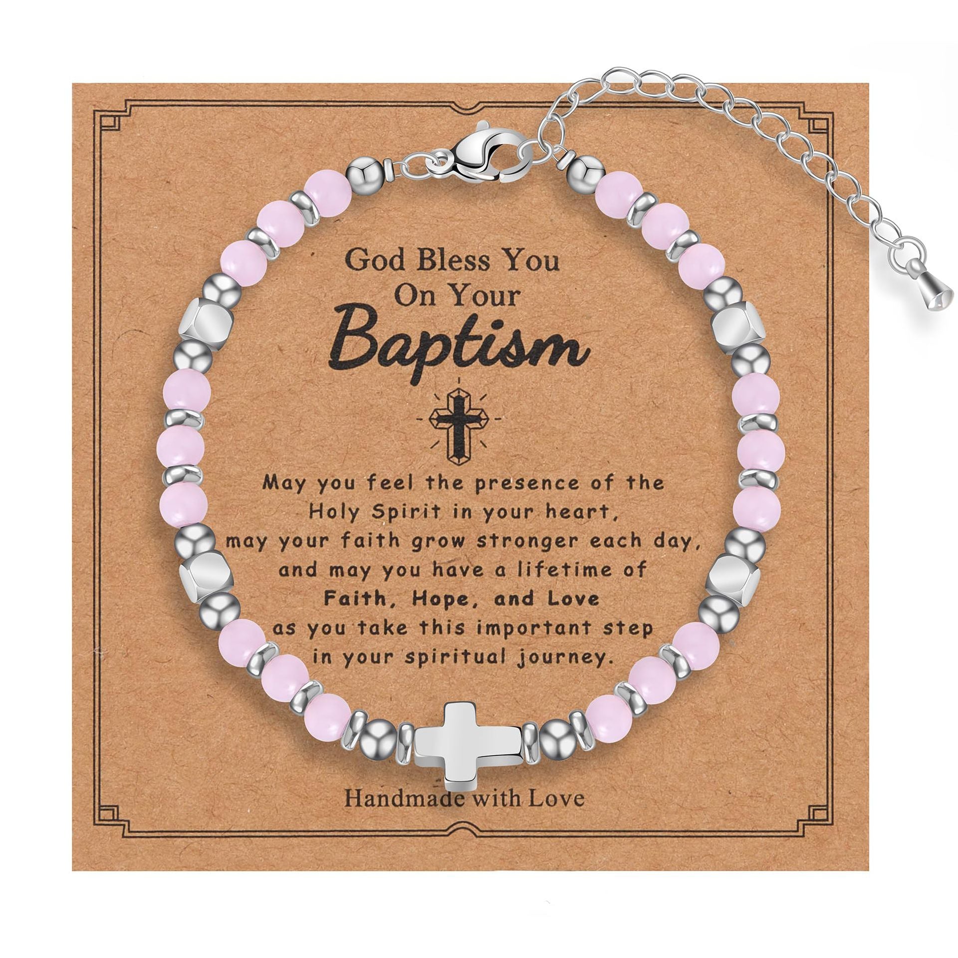 Wholesale  Easter Gift Pink Crystal Chain Cross Bracelet
