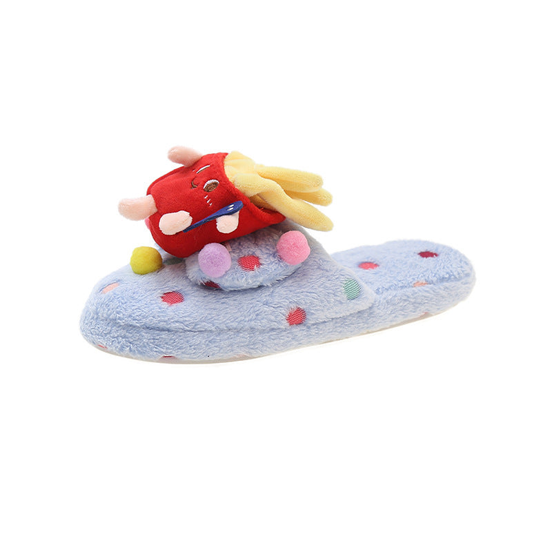Wholesale Cartoon French Fries Burger Cute Pet Furry Home Rubber Slippers