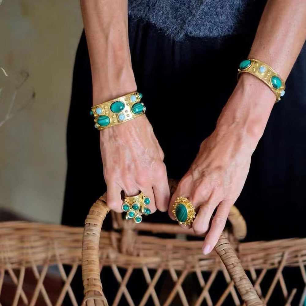 Wholesale Vintage Malachite Open Ring Bracelets