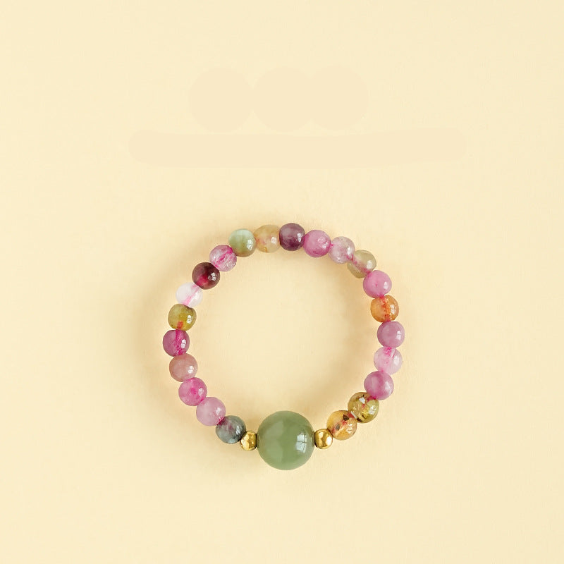 Wholesale Natural South Red Jade Agate Pearl Garnet Amethyst Ring