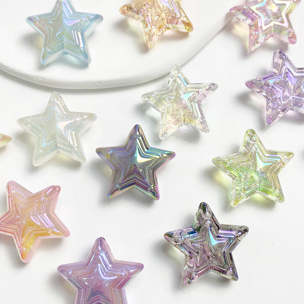 Wholesale 10pcs/pack Luminous Thin Glitter Mermaid Ji Three-layer Pentagram Beads