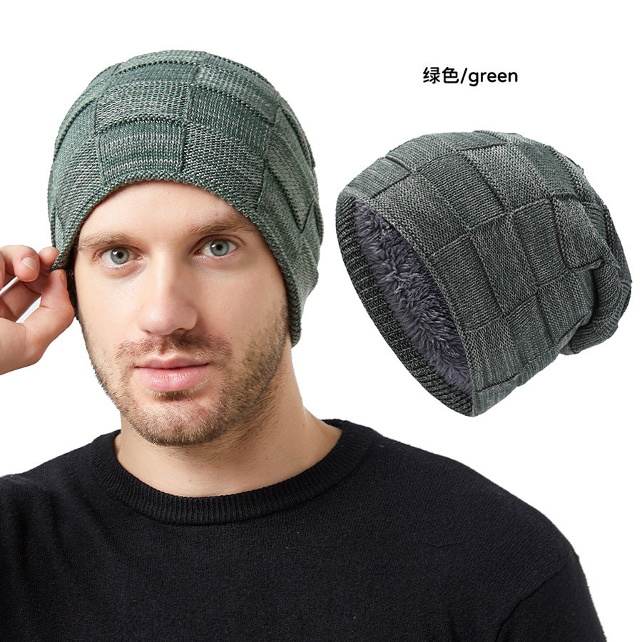 Wholesale Men's Knitted Hats Couple's Style Plus Velvet Ear Protection Pile Pullover Hat
