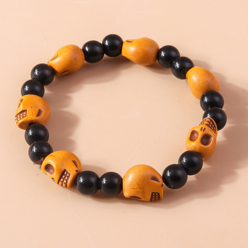 Wholesale Halloween Skull Pumpkin Beaded Bracelet