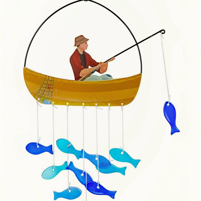 Wholesale Fishing Wind Chime Stained Glass Pendant