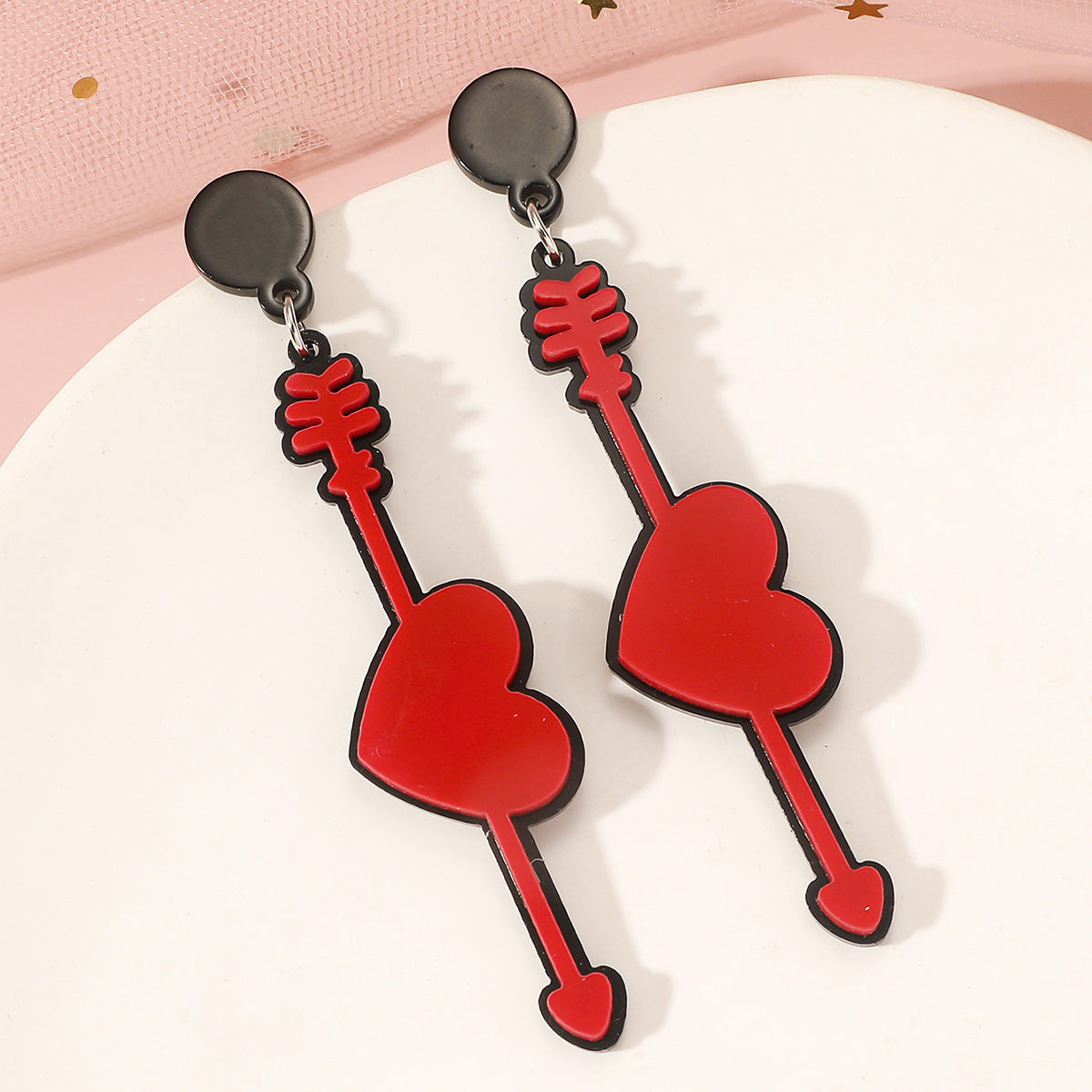 Wholesale Valentine's Day Series Heart Long Acrylic Earrings
