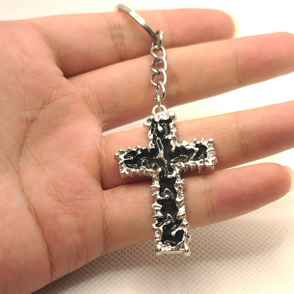Wholesale Gothic Cross Alloy Oil Dripping Keychain