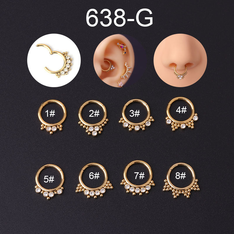 Wholesale stainless steel diamond ear nose puncture nose ring body puncture jewelry Daith ring