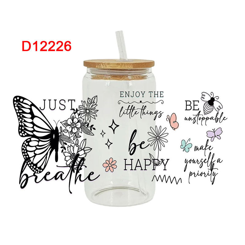 Wholesale Black Girl butterfly 16oz Cup UV DTF Wraps