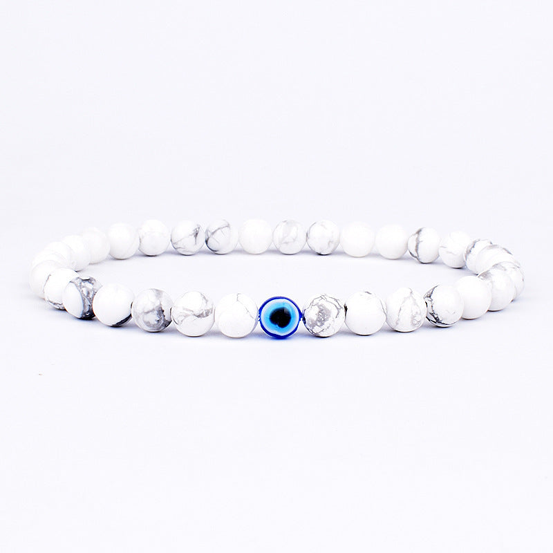 Wholesale 6Mm Natural Stone Evil Eye Stretch Bracelet Handmade Peacock Stone Jewelry Accessory Chic Fashion For Party And Gift Giving