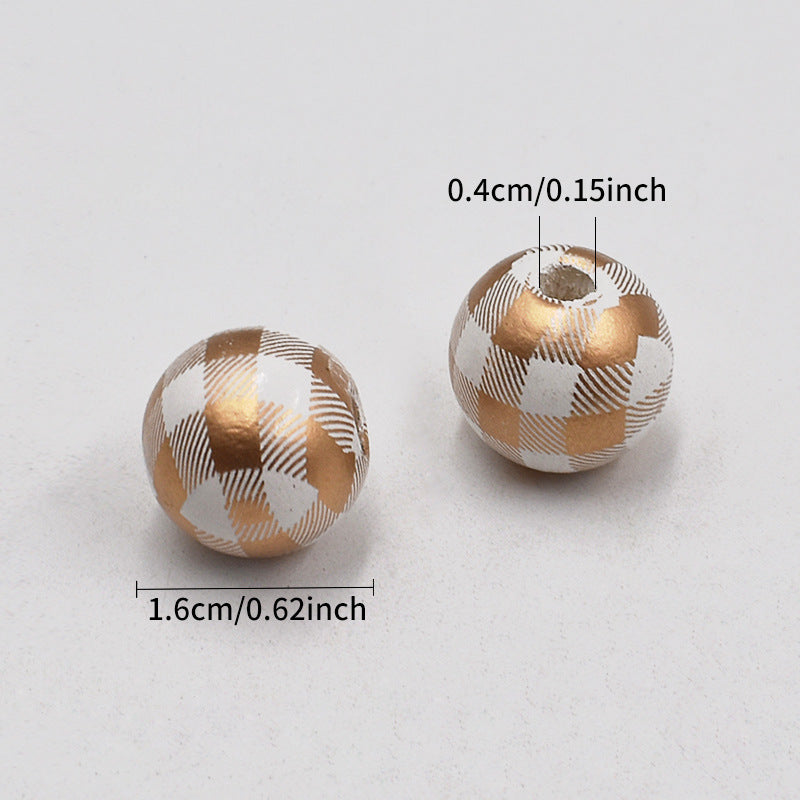 Wholesale  10pcs  Golden Thousand Bird Grid Wood Beads