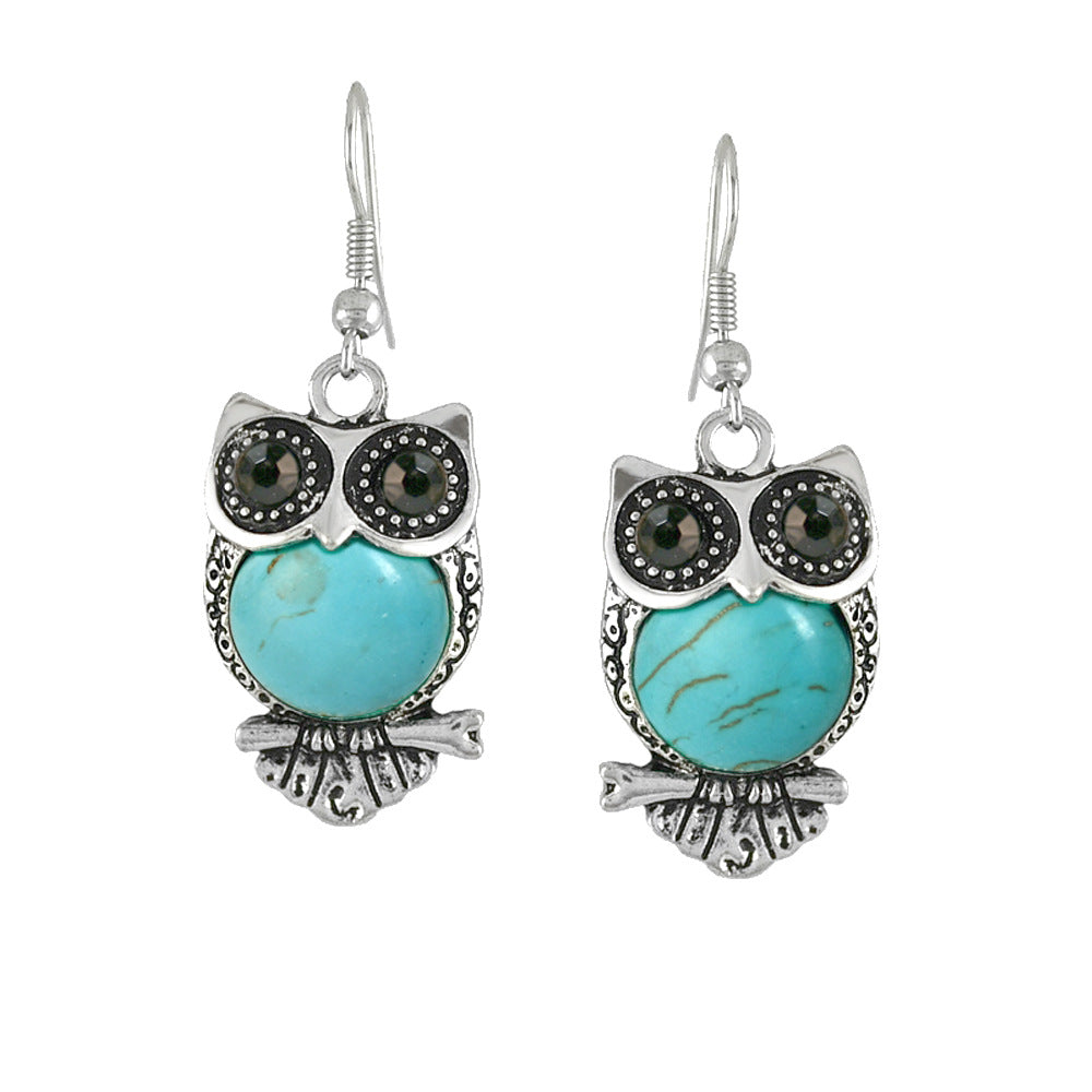 Wholesale Ethnic Style Owl Animal Flower Color Alloy Earrings
