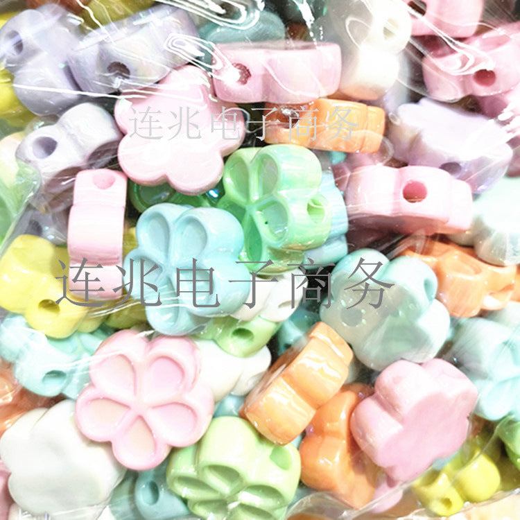 Wholesale 200pcs/pack Acrylic Solid Color Plated Cartoon Straight Hole String Beads