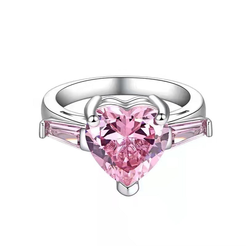 Wholesale Valentine's Day Pink Diamond Peach Heart Rings