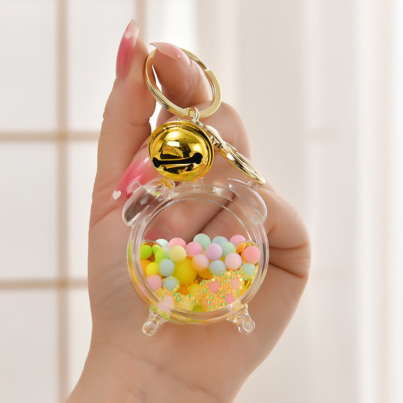 Wholesale Colored Bead Quicksand Bottle Oil Alarm Clock Acrylic Liquid Keychain