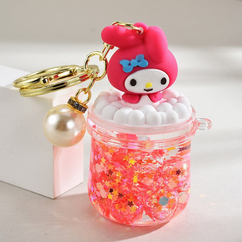 Wholesale Acrylic flowing sand bottle bag keychain