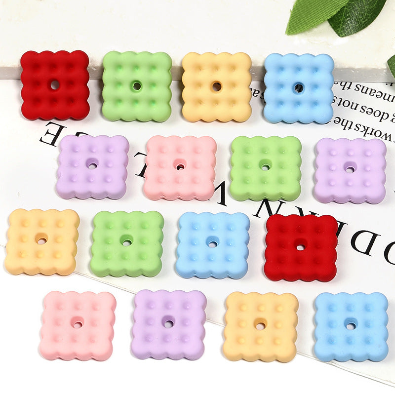 Wholesale 100pcs 20mm Hand feel Lacquer Square Biscuit Color Stacking Joy Acrylic DIY Beads