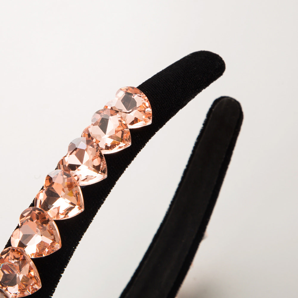 Wholesale Heart-shaped Glass Diamond Valentine's Day Hair Bands