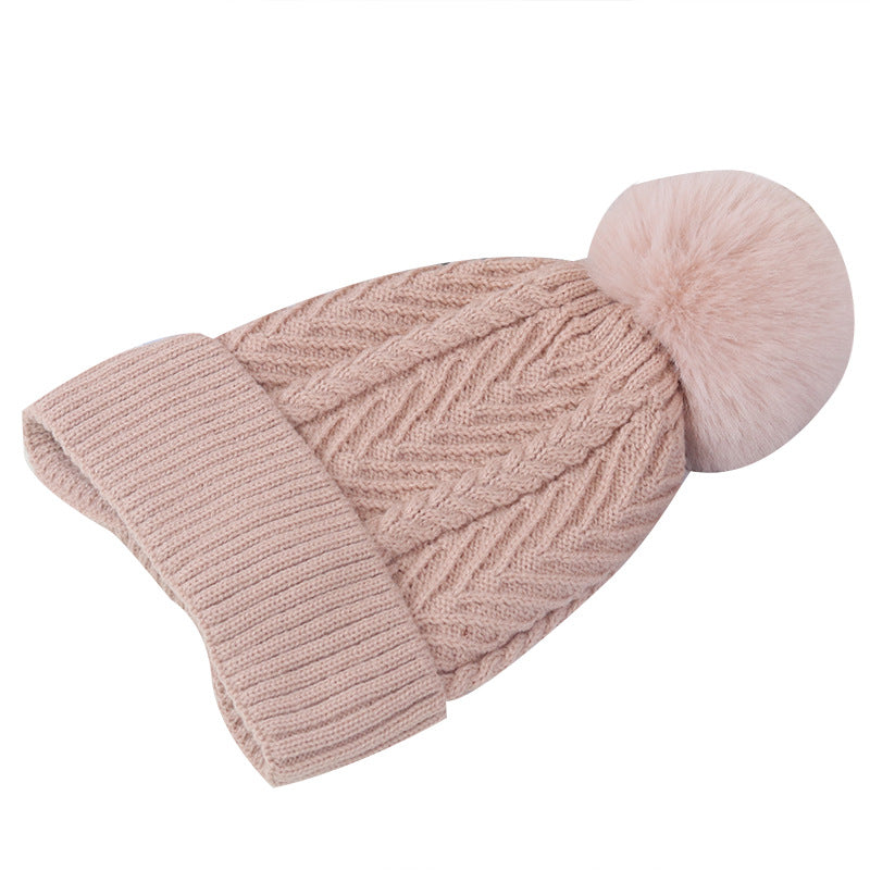 Wholesale Autumn and Winter Solid Color Fur Ball Cold Cashmere  Hat