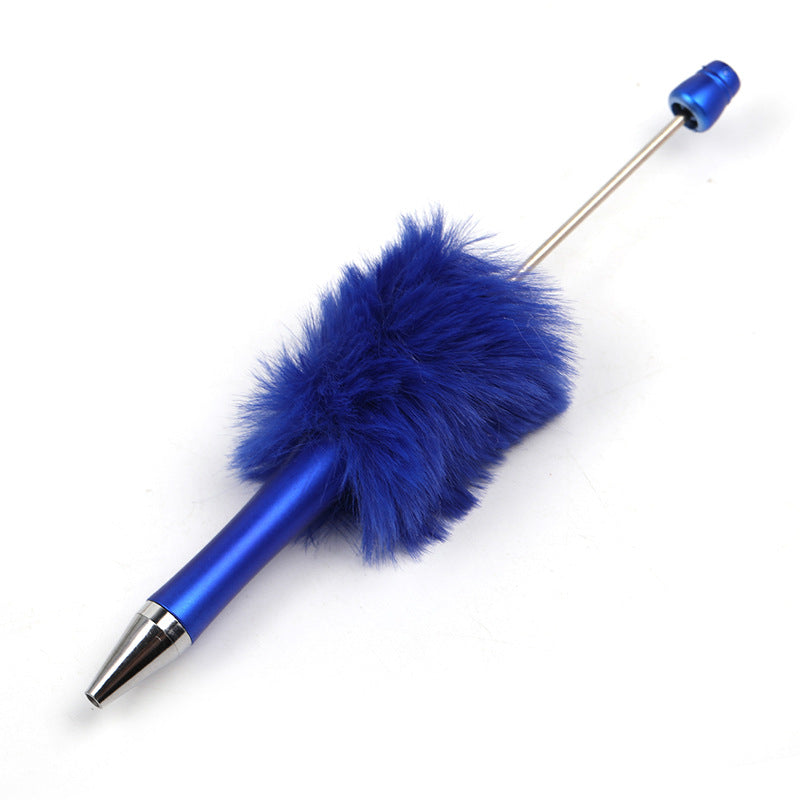 Wholesale 5pcs Creative DIY Plush Multi colored Ball Beads Plastic Rotating Ballpoint Pen