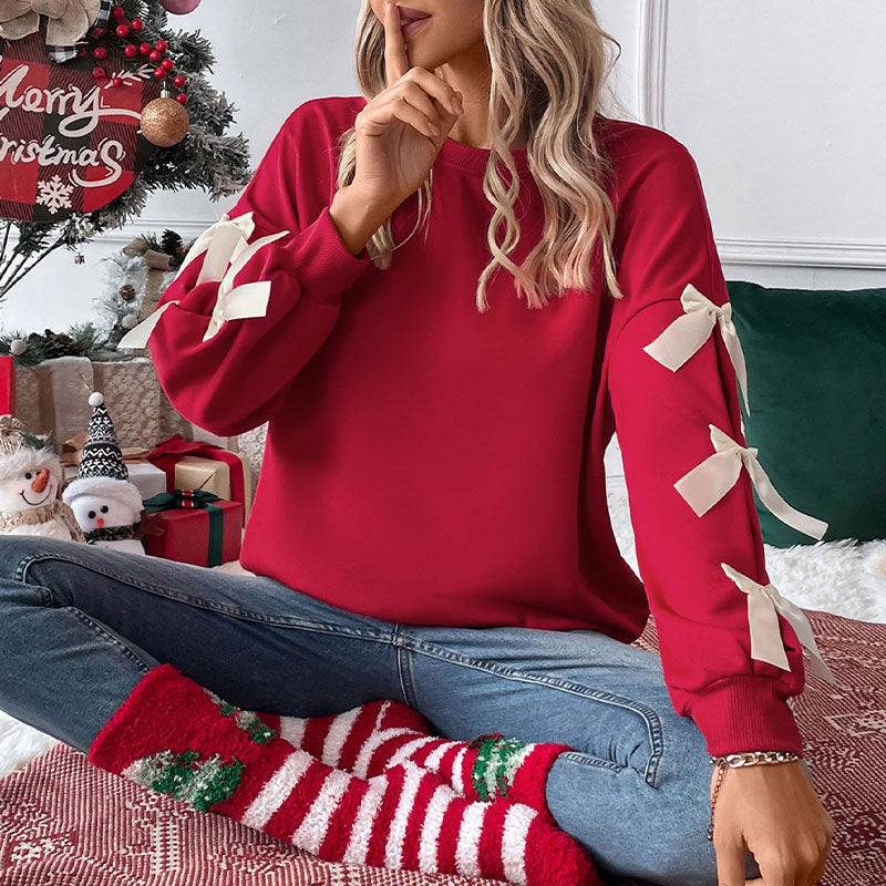Wholesale Valentine's Day Bow Crew Neck Pullover